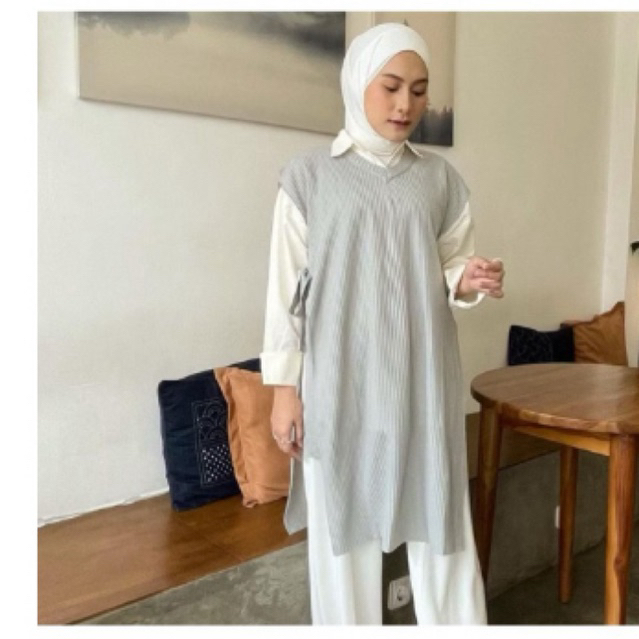 Vest Rompi Rajut Long Tali Tunik [NEW]
