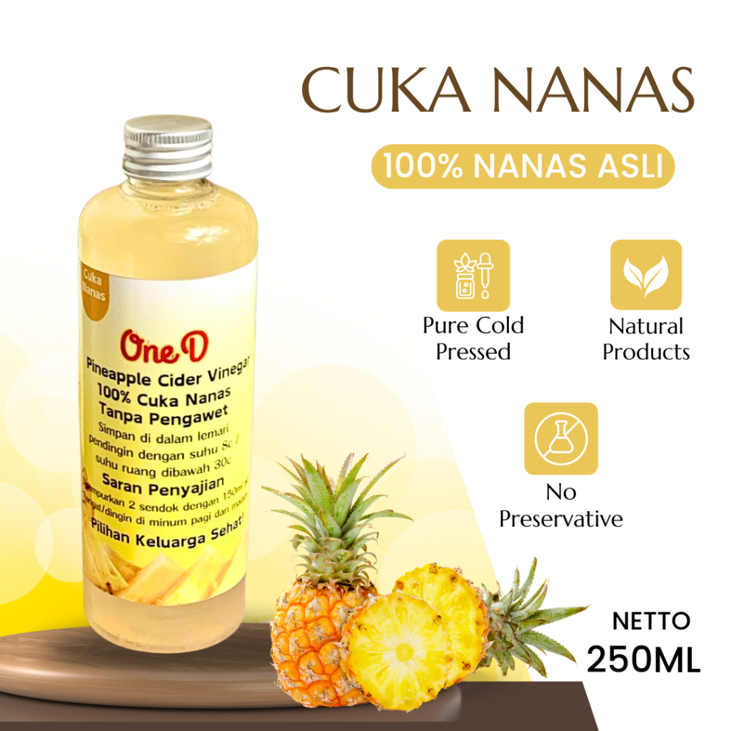 

OneD Cuka Nanas 250ML Organik Pineapple Cider Vinegar Untuk Kolestrol Diabetes Sehat Alami