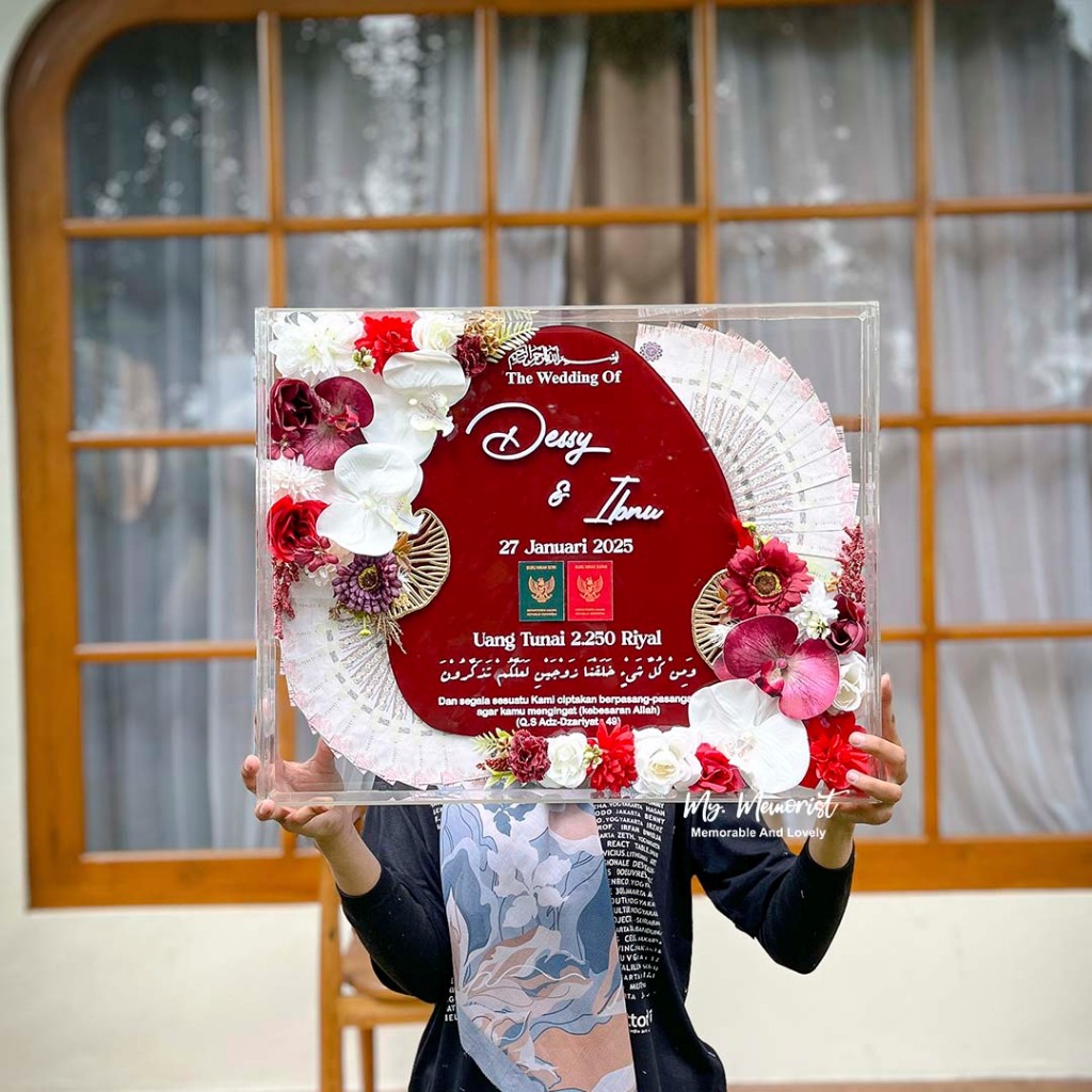 Mahar Botanique/ mahar Pernikahan bunga rustic frame akrilik /mahar kekinian size 40x50 cm