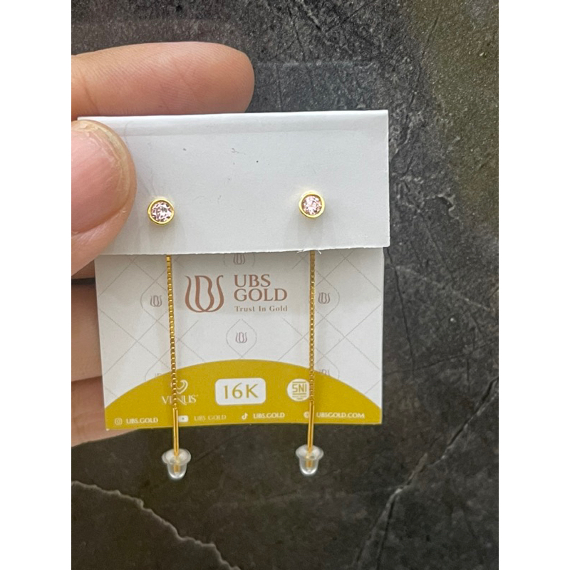 anting panjang model love pink anting jarum model baru emas asli kadar 700