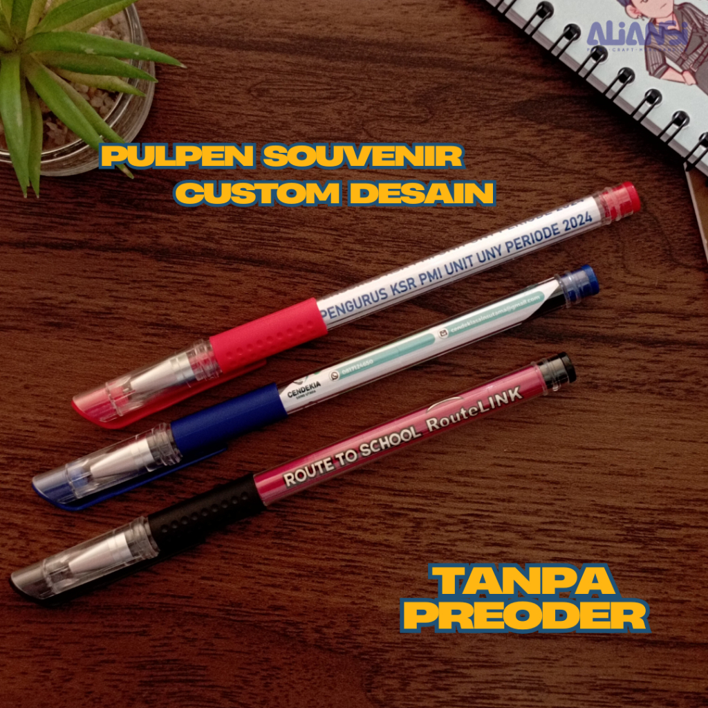 

PULPEN BOLPOIN BALLPOINT SOUVENIR MERCHANDISE PROMOSI CUSTOM DESAIN CETAK LOGO TANPA MINIMAL ORDER