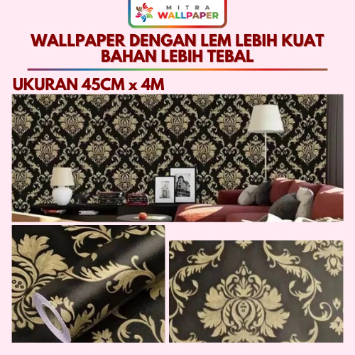 Wallpaper Dinding Kamar Tidur Batik Hitam Gold Wallpaper Dinding Ruang Tamu Motif Batik Hitam Gold
