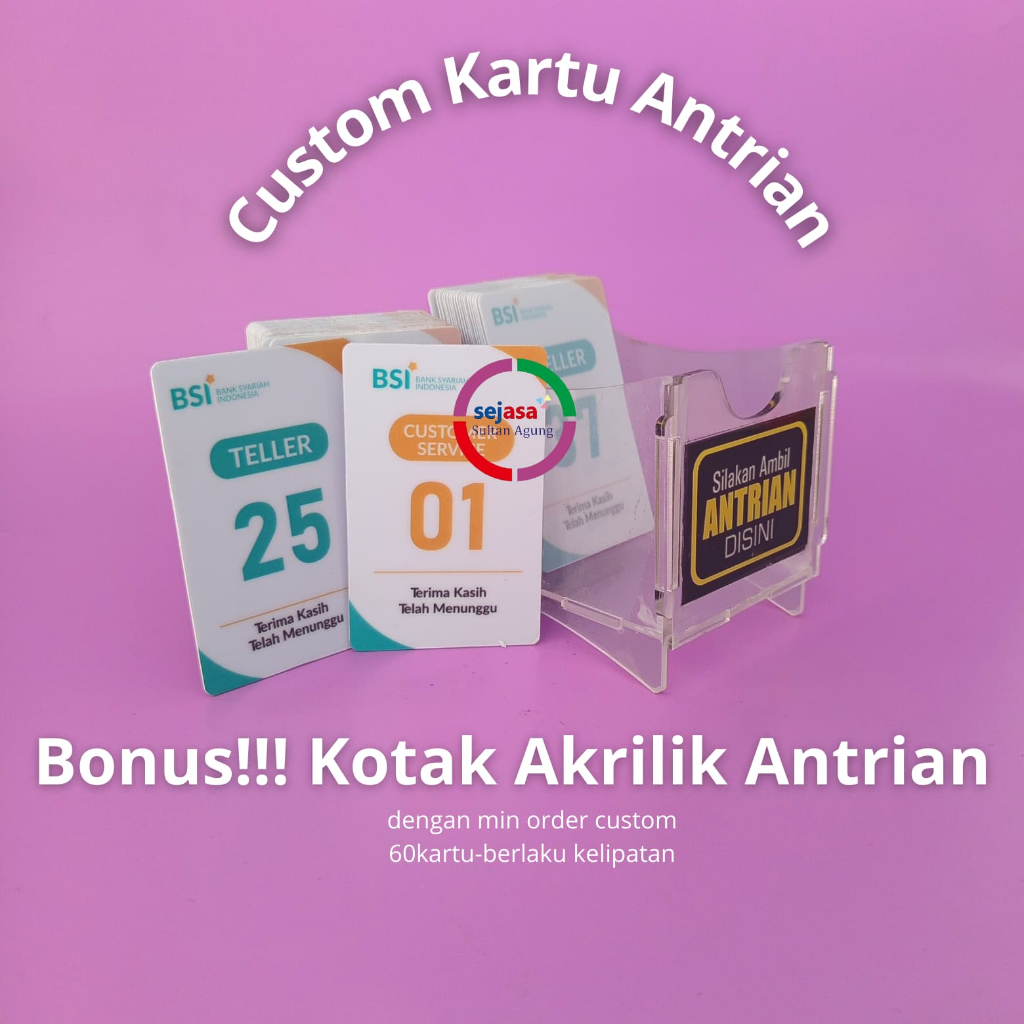 

Custom BONUS Kotak Kartu Antrian PVC | Kartu Antri Pasien | Kartu Antri Pengunjung | Kartu Nomer