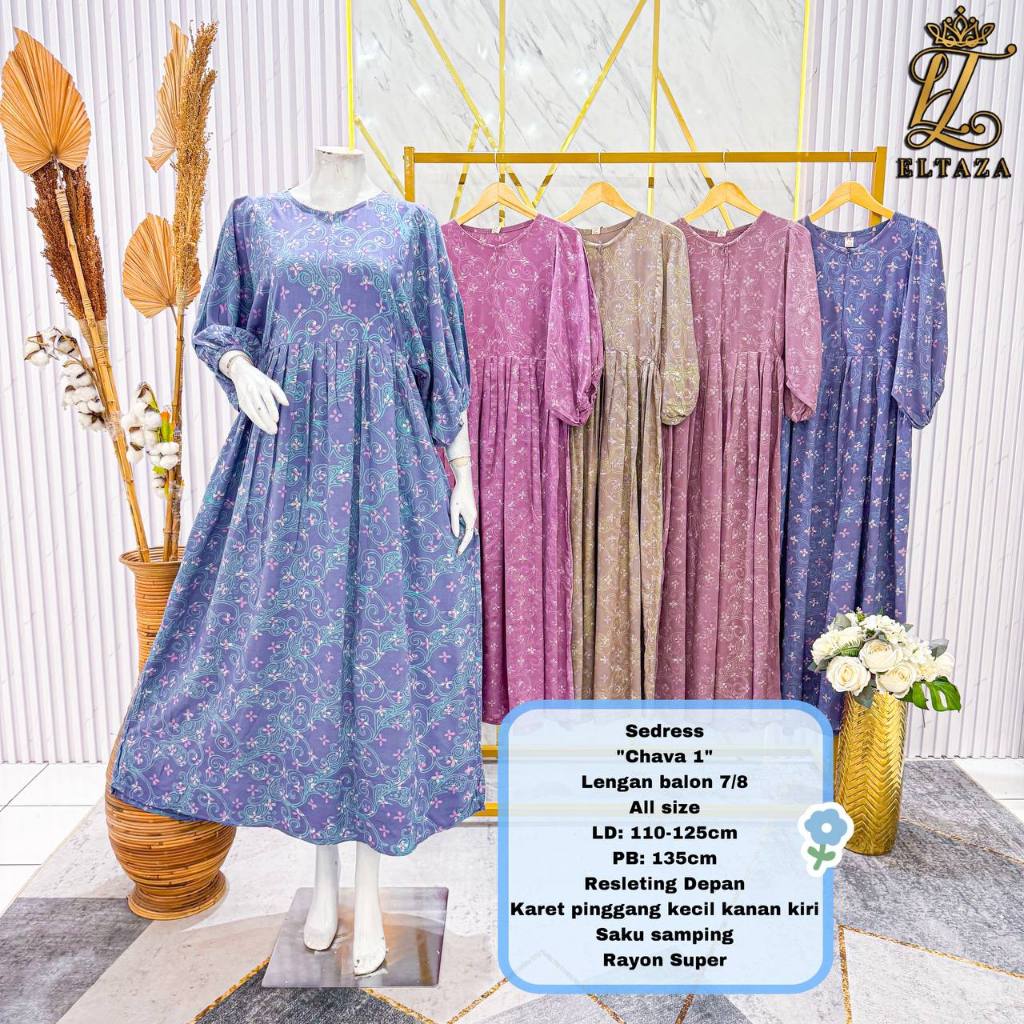 Eltaza Gamis Balon Batik Pekalongan Rayon Super Dress Busui Busana Muslimah