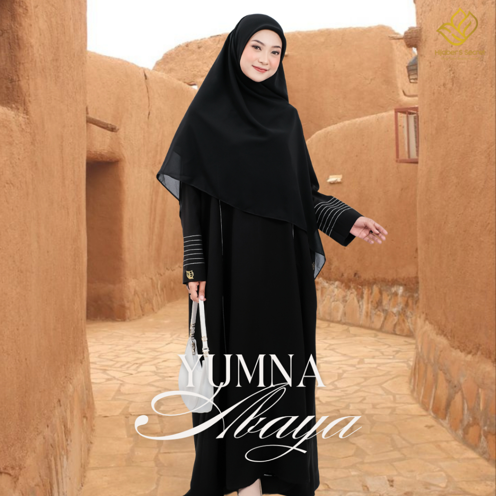 Hijaber's Secret - Yumna Abaya Haji dan Umroh  - Abaya bahan Jet black Premium Anti UV