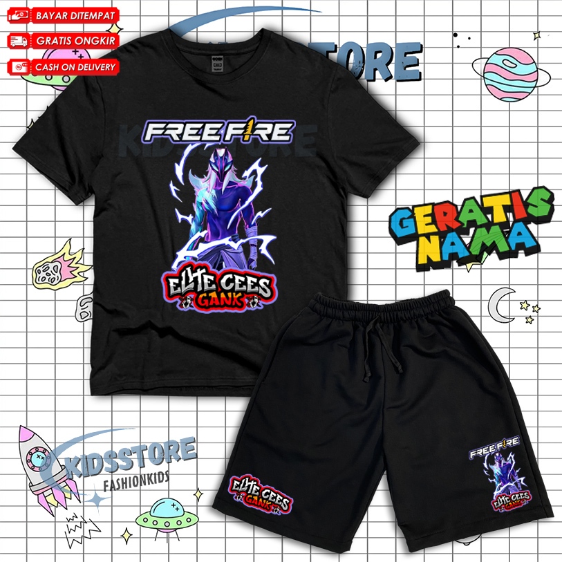(BISA COD) Setelan Anak Kaos Celana Pendek Anak FF FREE FIRE BUNDLE EVO LEGENDARY WINTERLAND 2025 SU