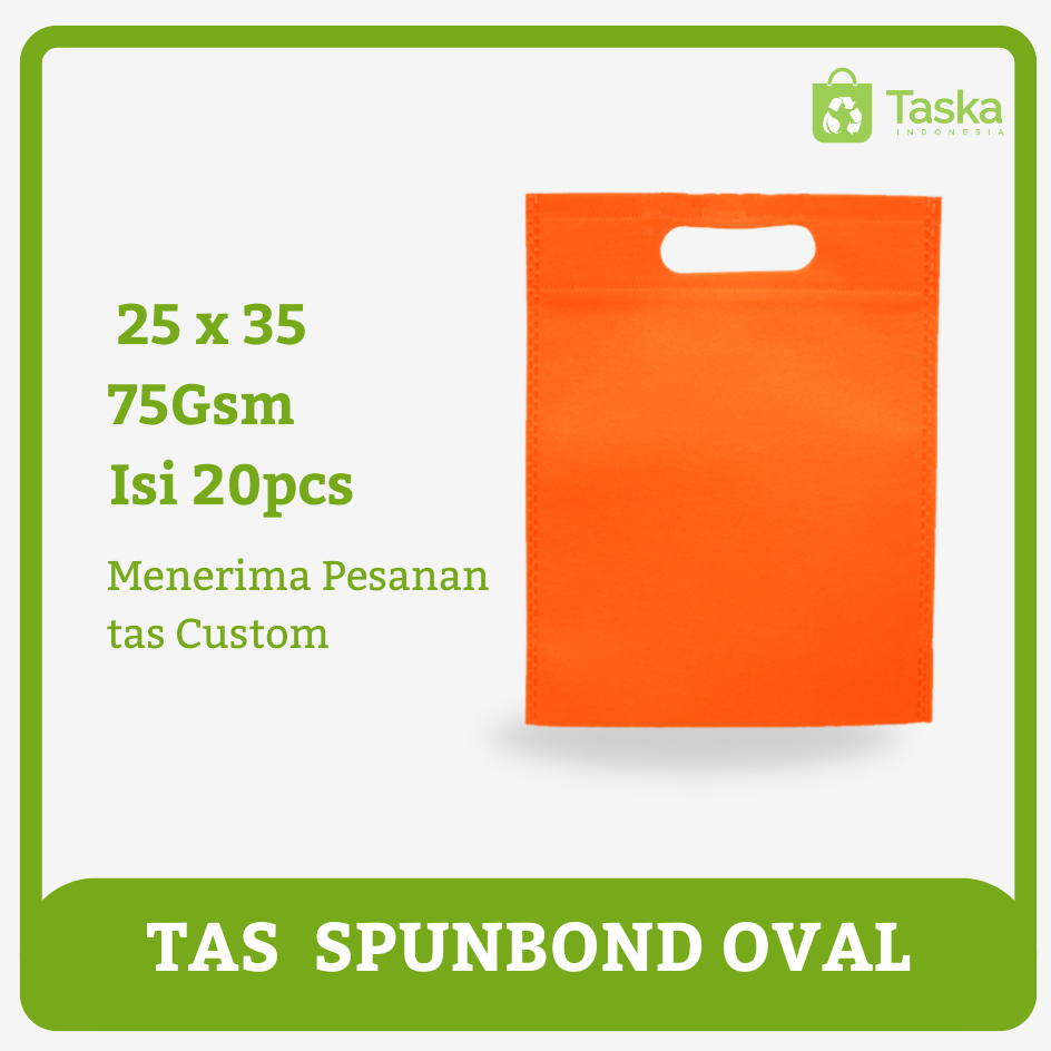 

Taska - Goodie bag Spunbond 25x35 Oval Warna Oren Tebal Tas Press Spunbond