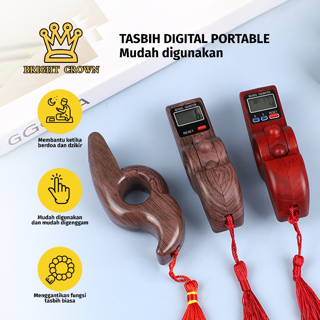 Bright Crown Tasbih Digital Model Unik Limited Edition Terbaru Termurah Premium Motif Kayu