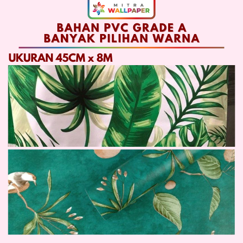 [COD 10M] Wallpaper Dinding Ruang Tamu Motif Daun Hijau Wallpaper Dinding Motif Alam 10 Meter