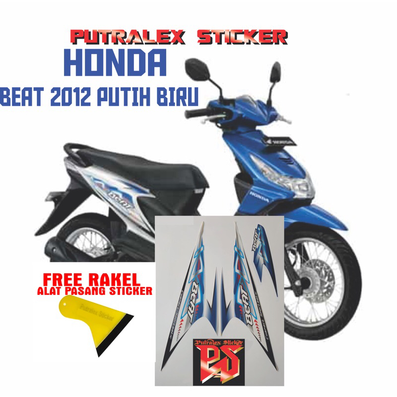 Striping Original Honda Beat Karbu 2011-2012 putih biru strip standart beat