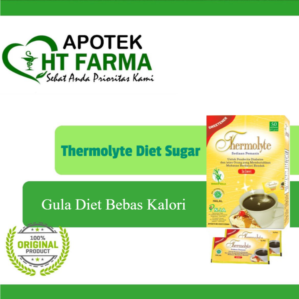 

HARGA PROMO !!! Thermolyte Sweetener - Box isi 50 Sachet @ 1 Gram - Pemanis Pengganti Gula (EXP:11/2025)