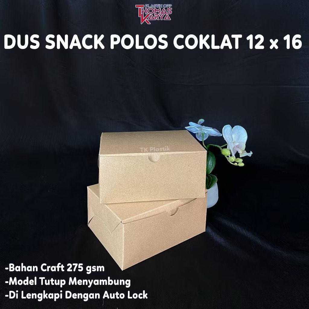 

Dus Snack 12x16 KRAFT Coklat Polos Isi 50 PCS 275gsm / Box Kue Roti Risoles Gorengan Polos