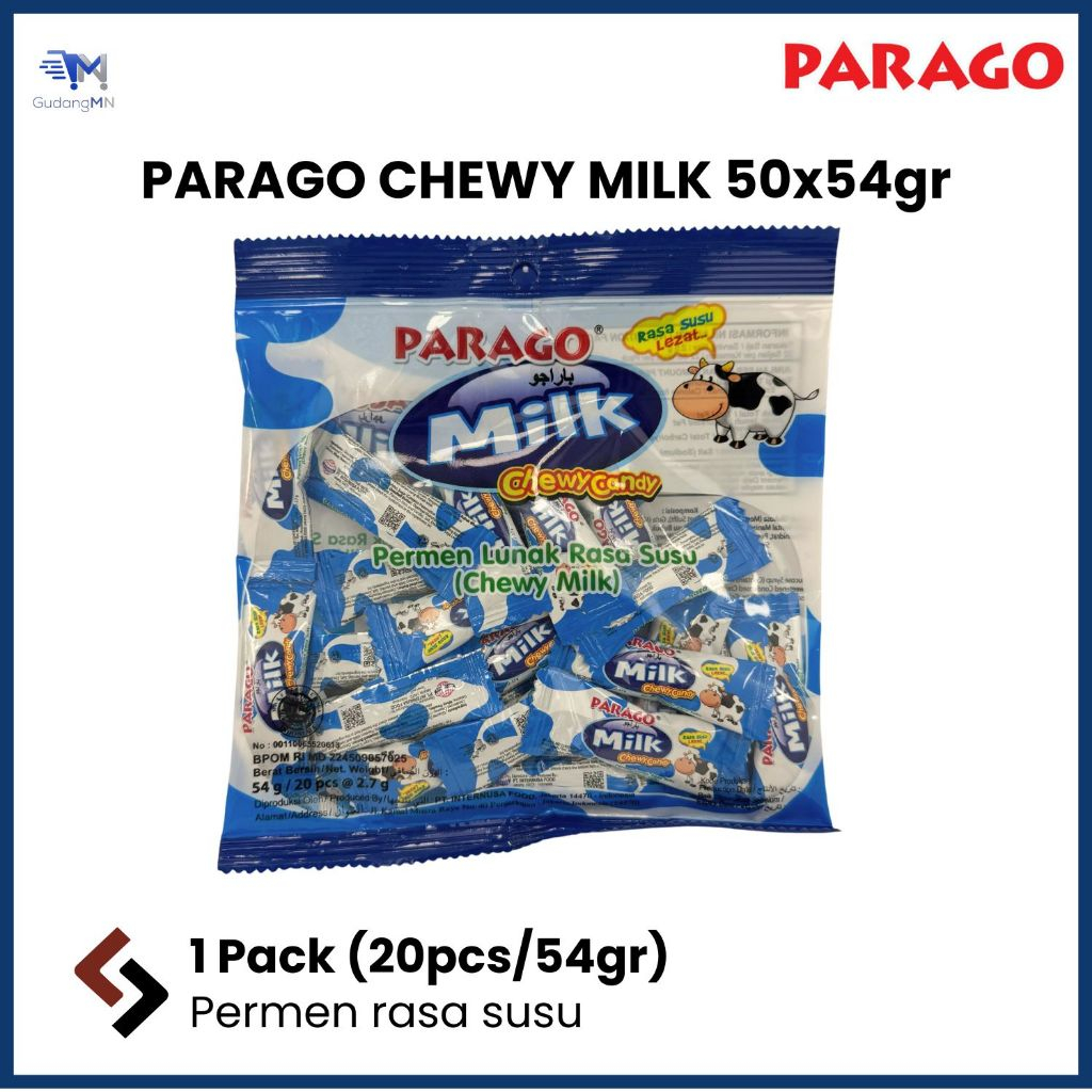 

PARAGO CHEWY MILK | PERMEN RASA SUSU 1 PAK(54gr)