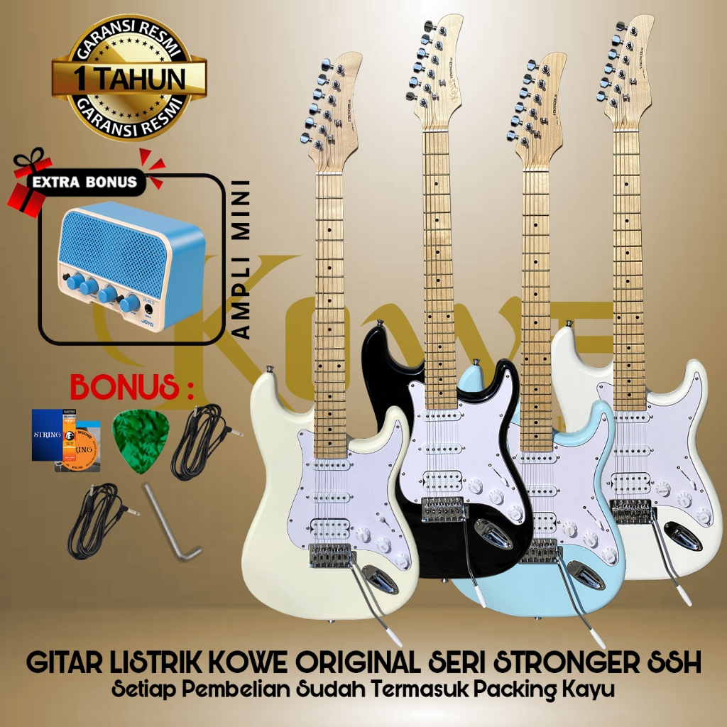 Kowe Gitar Kita Elektrik / Listrik Original Seri Stronger SSH Paket Hemat Ampli Mini