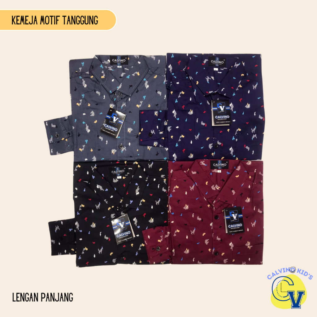 Baju Kemeja Anak Tanggung Remaja Laki-laki CALVINO usia 12-15 tahun ABG Cowok Katun Sretch Lengan PA