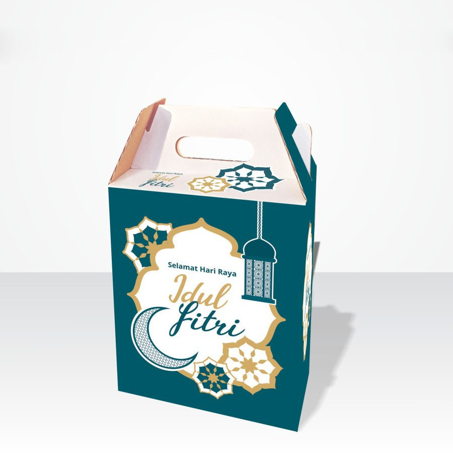 

( 5 Pcs )Kardus Tenteng Sembako Murah Edisi Lebaran Box Tenteng Idul Fitri Motif Bulan Ukuran 23x17x29 Cm