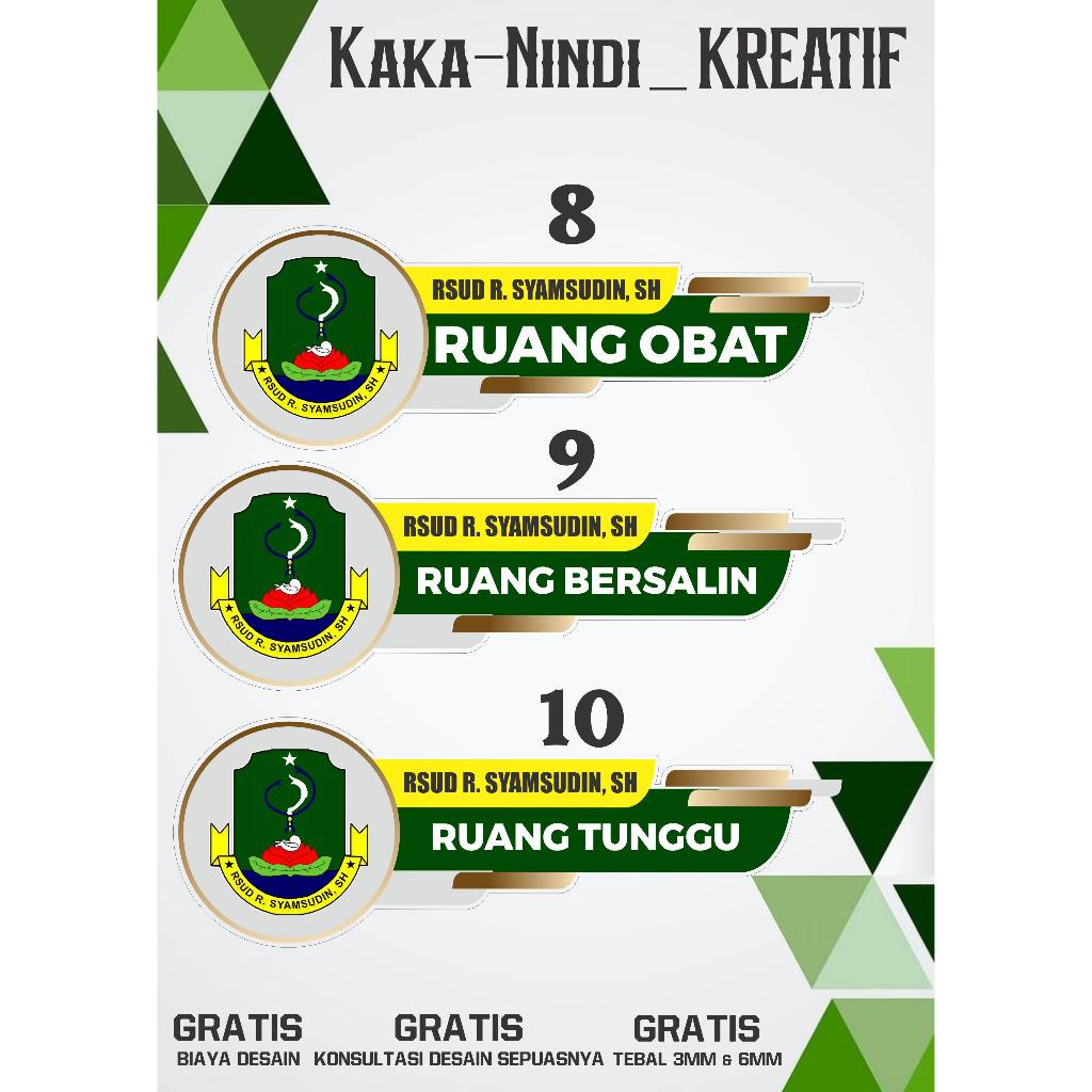 PAPAN NAMA RUANGAN/ NAMA RUANG /PETUNJUK RUANG/BAHAN AKRILIK 2MM/CUSTOM/Desain Suka-suka