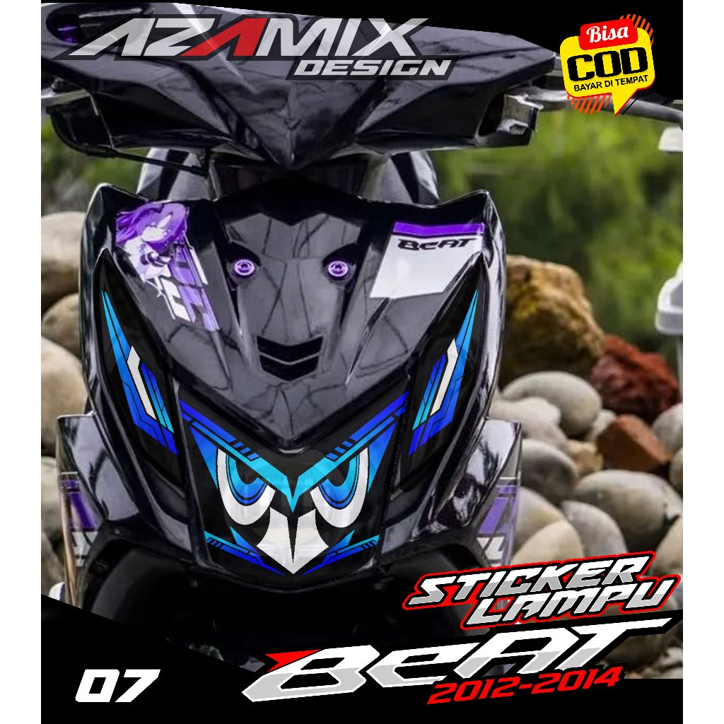 KODE 07 STIKER VARIASI ALIS LAMPU MOTOR BEAT FI - STIKER LAMPU DEPAN BEAT FI VARIASI BURUNG HANTU