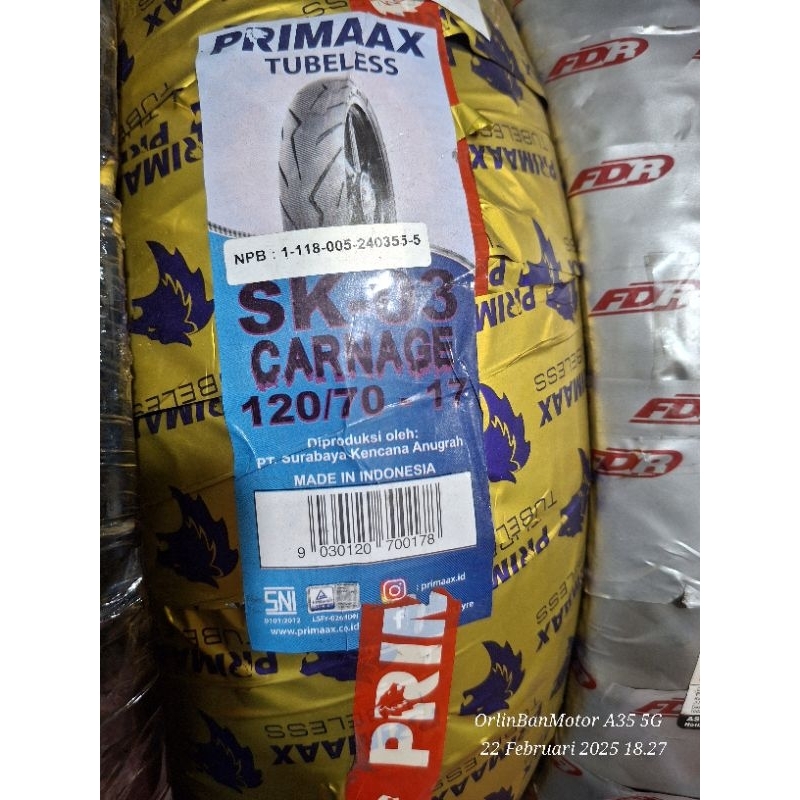 BAN PRIMAX SK03 120/70-17 TUBLES/BAN BELAKANG VIXON NEW/BAN PRIMAX BELAKANG NEW VIXON/BAN BELAKANG N