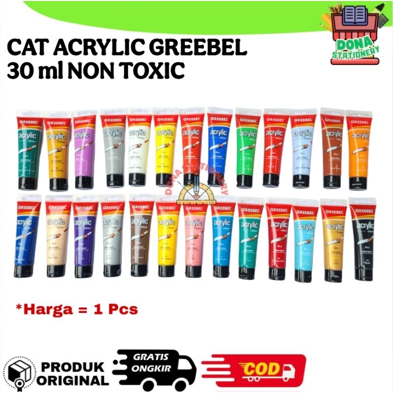 

GREEBEL Cat Lukis Akrilik | Cat Acrylic | Colour Kanvas ( Cat Acrylic 30ML/Pcs)