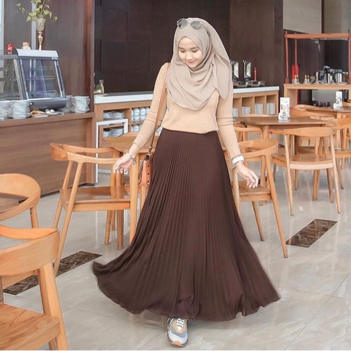 WALFASHION - ROK PLISKET MOTIF DAN POLOS PREMIUM / ROK MOTIF / ROK PLISKET MOTIF BUNGA / ROK MOTIF B