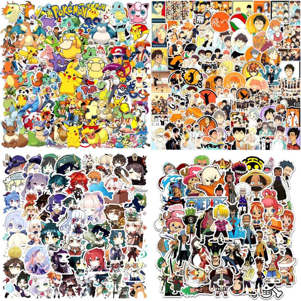

Sticker stiker anime (10pcs) sticker demon slayer/haikyuu!!/ jujustsu kaisen/Genshin/Pokemon