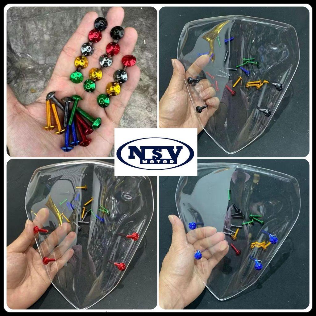 Paket Visor Bening Aerox Plus Baut Aerox Old New/Visor Bening Aerox New Aerox Old + Baut Probolt