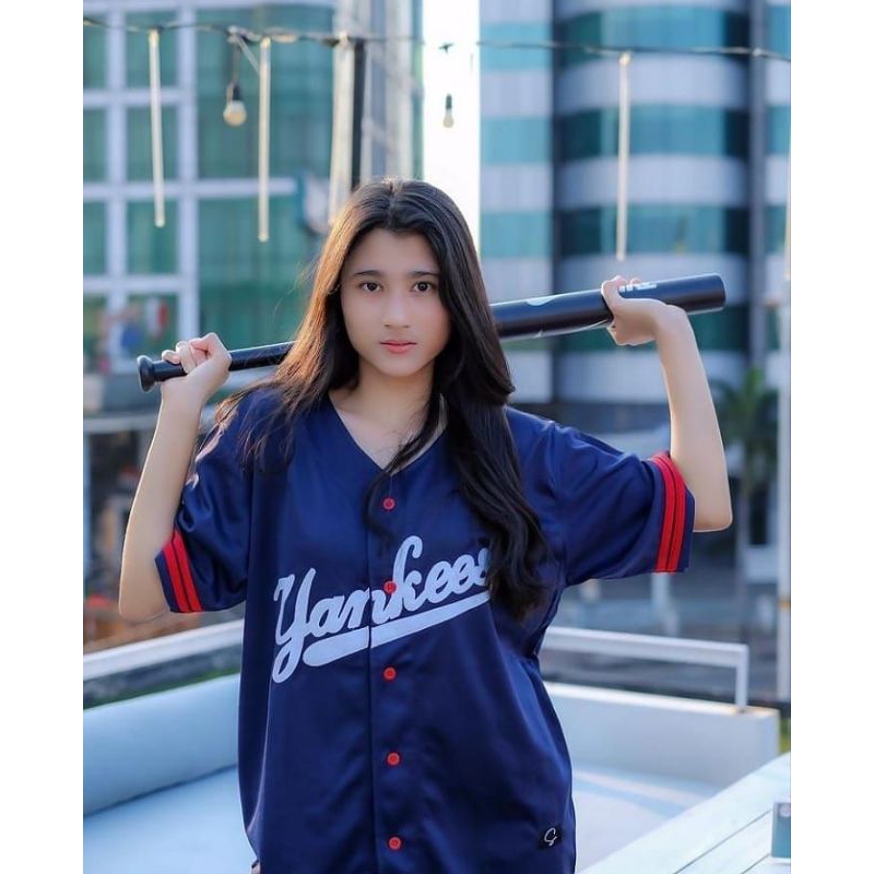 Baju kostum Zumba baju senam wanita Jersey baseball