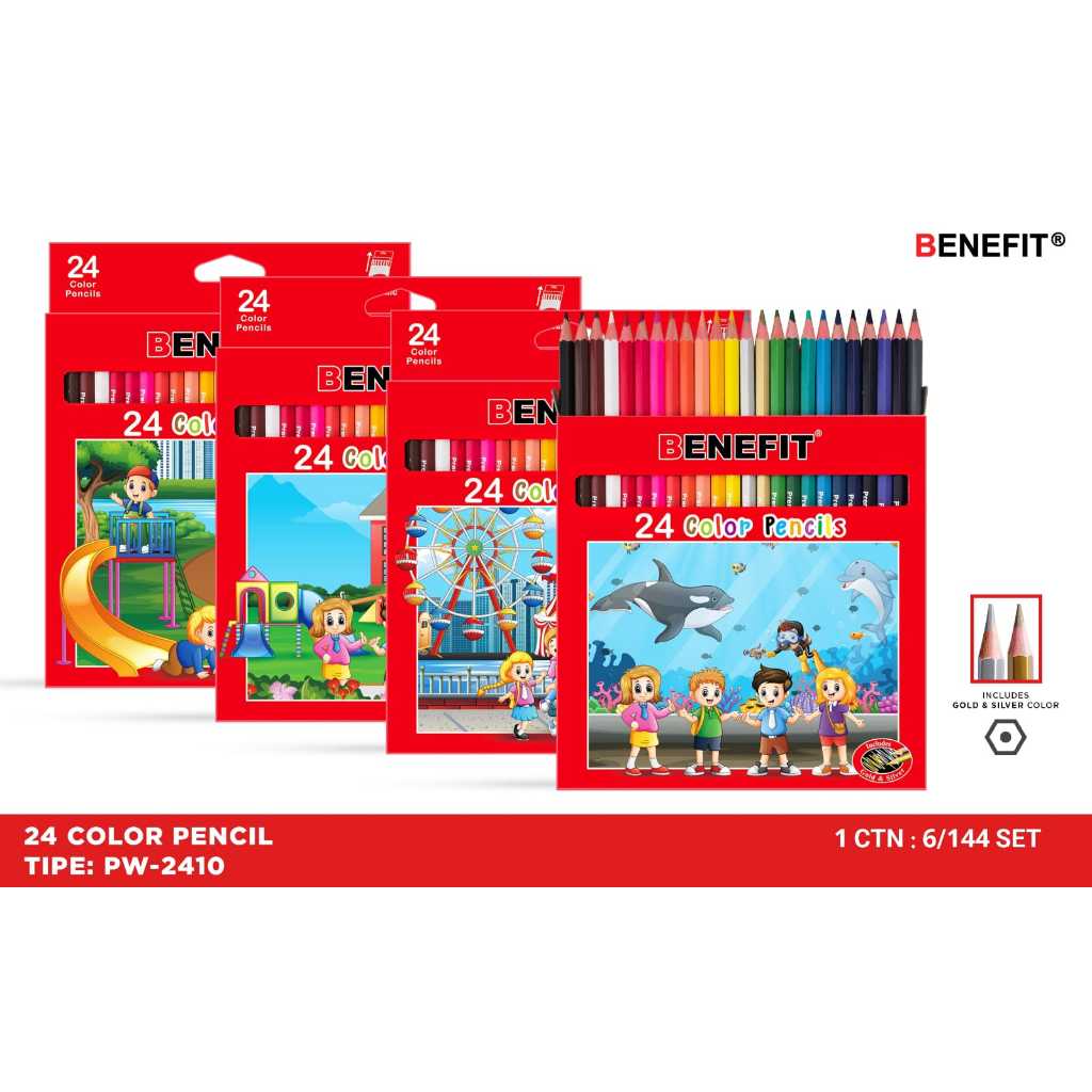 

[1set] Pensil warna benefit 12w,18w,24w pendek dan panjang/colored pencils