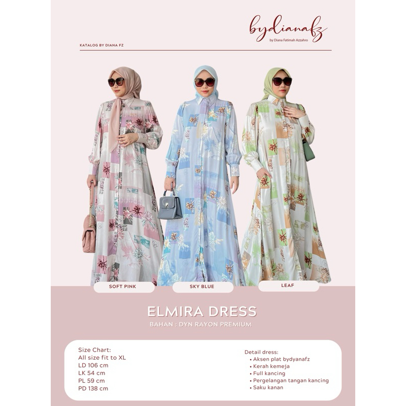 Bydianafz Elmira Dress | Gamis Rayon Premium Busui Friendly Tali Pita Leher | Fashion Muslim