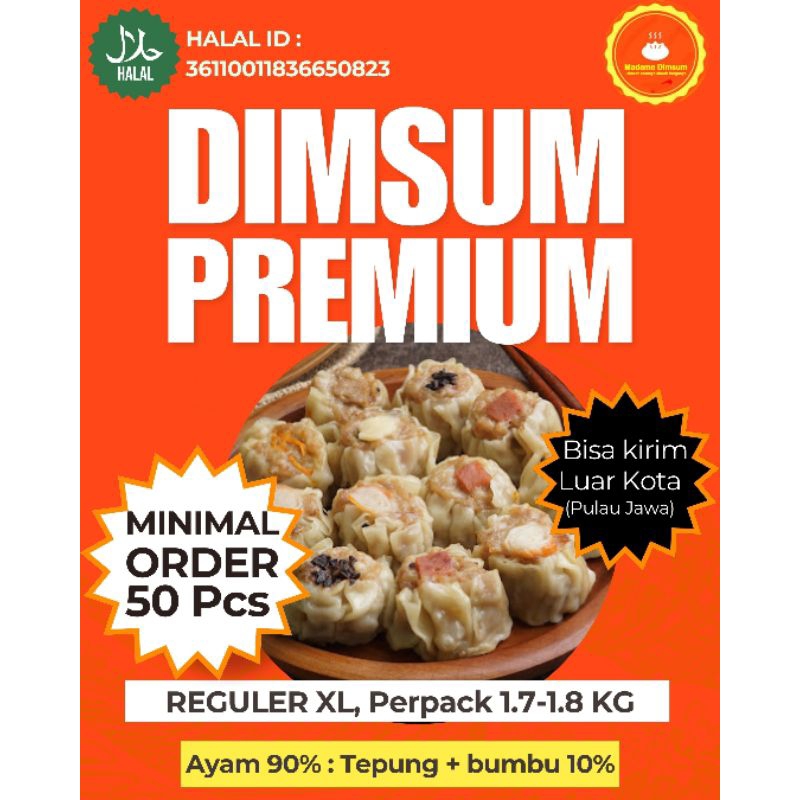 

( Size Besar XL 34-38 Gram) Dimsum Ayam Halal perpack Isi 50 pcs.. Include Saos.. Komposisi ayam 90%..