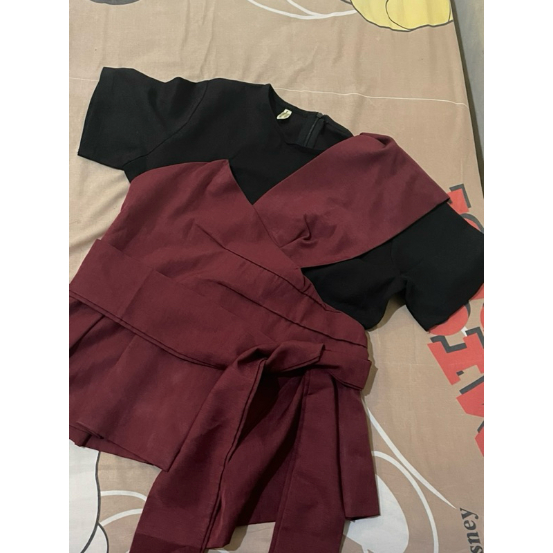 preloved Kemeja putih dan Korean Blouse unik kekinian tali