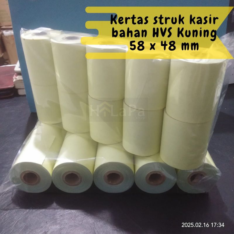 

Kertas struk kasir HVS Kuning ukuran 58 x 48 mm / HVS 5848