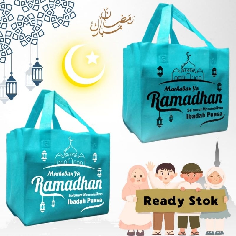 

(isi 12 pcs) Edisi RAMADHAN Tas Box Dus pres 22x22 | Tas Kotak Nasi | Tas Box Hajatan