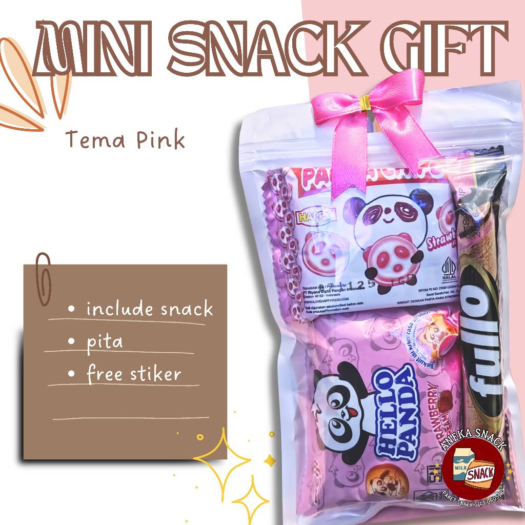 

Ready Stok - Mini Gift Snack Tema Pink / Mini Gift / Hampers Snack / Snack Ultah / Freebie Snack