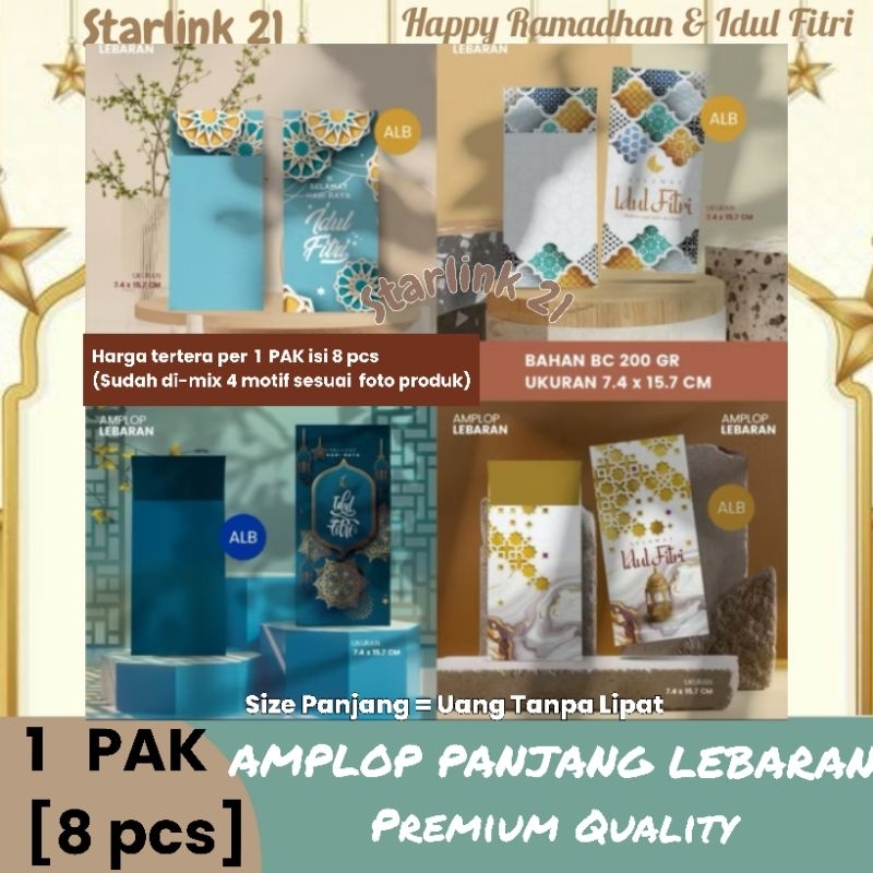 

[8 PCS] AMPLOP PANJANG LEBARAN/ IDUL FITRI | Amplop Lebaran PREMIUM - Motif Islami
