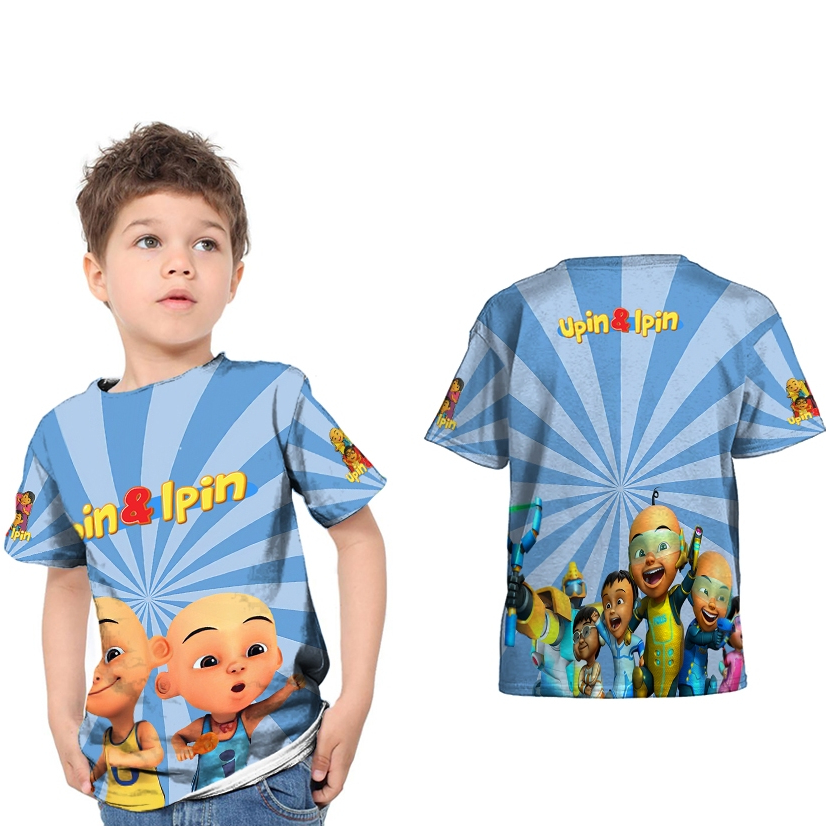 UPIN&IPIN Baju Kaos Anak Fullprint Gratis Pakai Nama