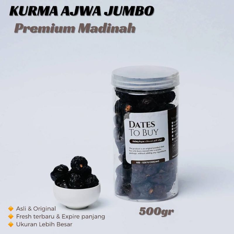 

Kurma Nabi Kurma Ajwa Jumbo Premium Madinah (Repack) 500gram