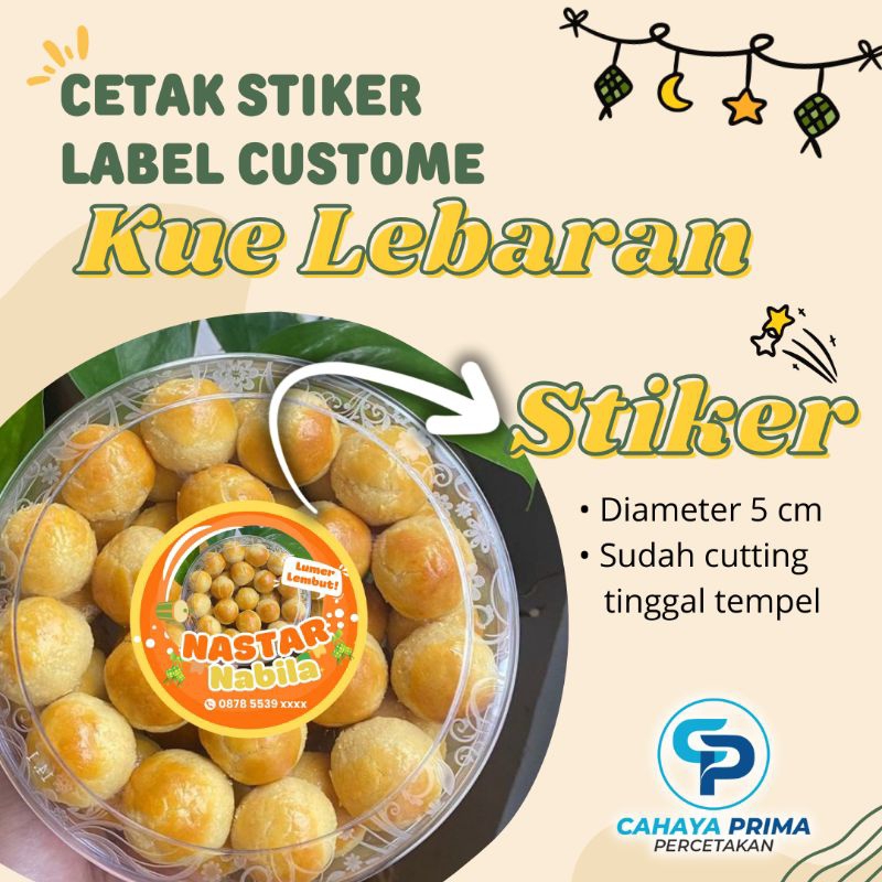 

[ PAKET 40 pcs ] cetak stiker label branding toples kue lebaran idul fitri custom | KUE NASTAR