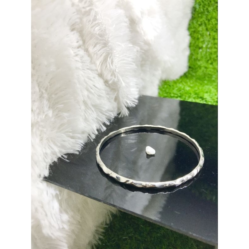 Gelang besi putih cowok cewek anti karat tidak luntur 0028