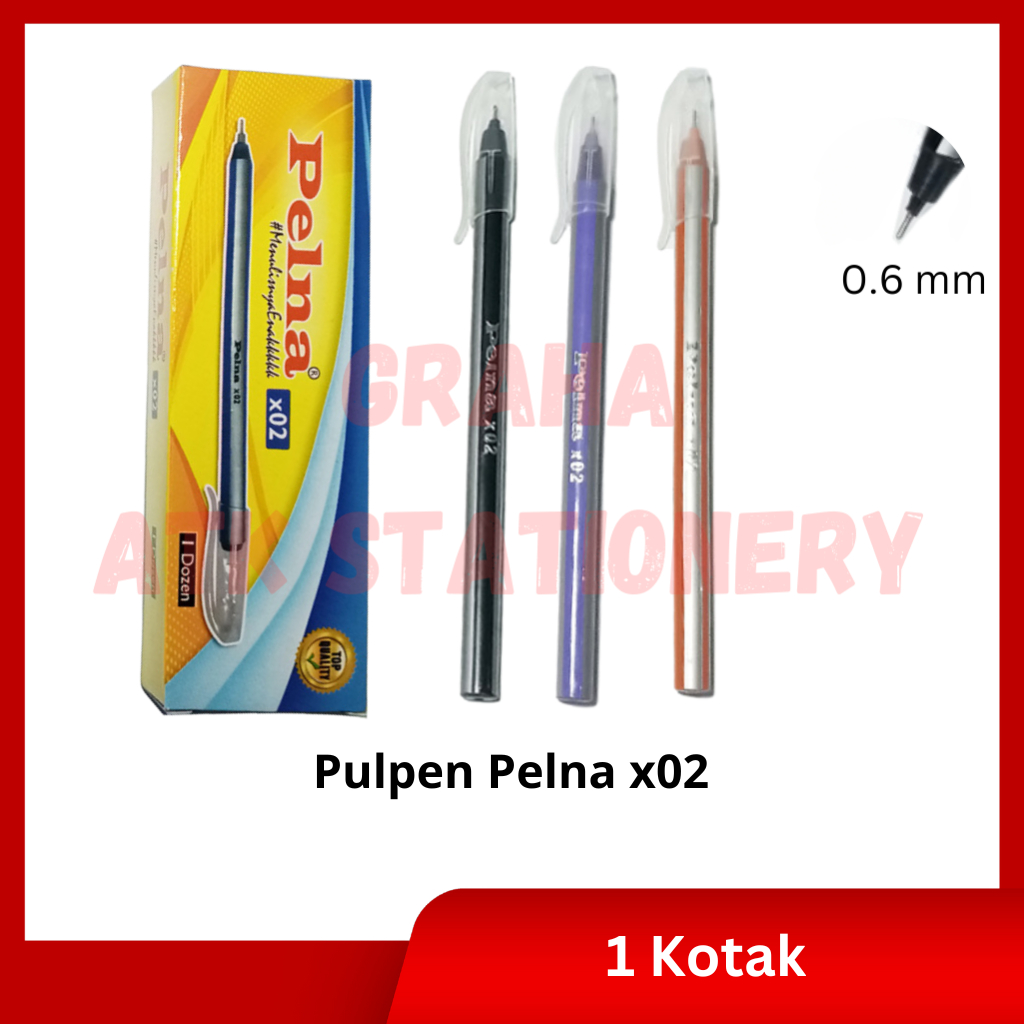 

[1 Kotak] Pulpen Ulir Pelna x02 / Ball Pen / Pena Ulir 0.6mm Pelna x02