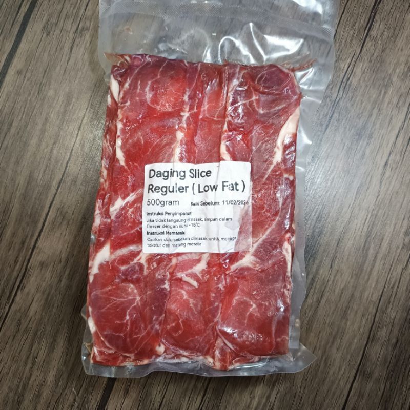 

Daging Sapi Slice Regular (Low Fat) / Beef Reguler Slice (500gram)