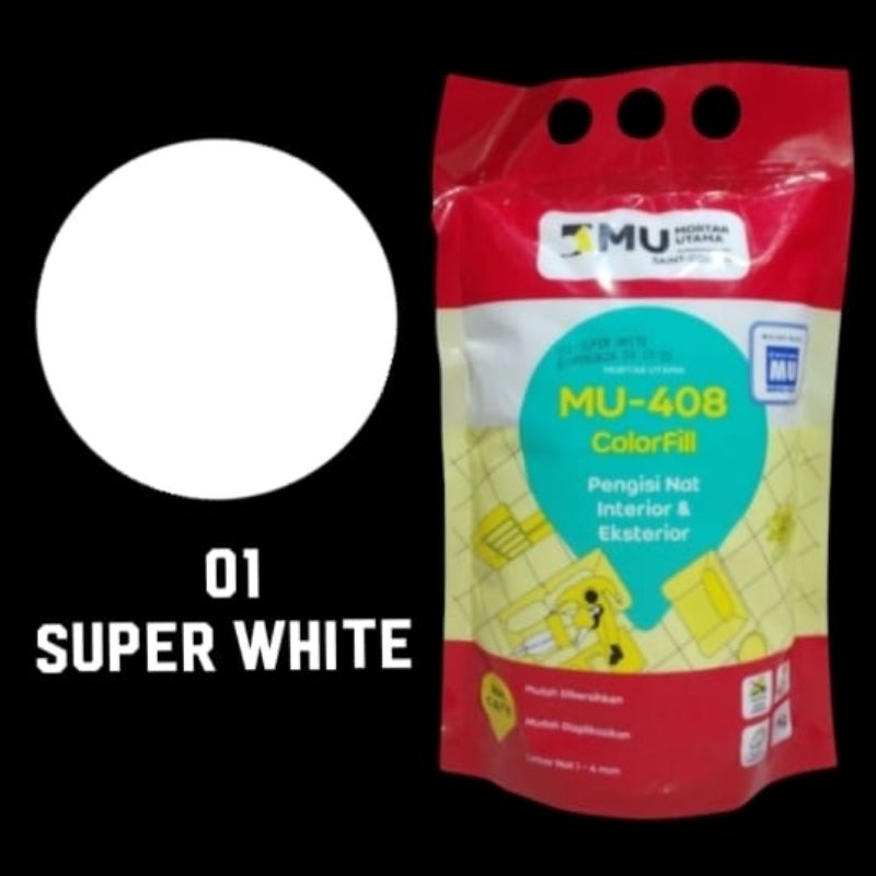 TEPUNG KERAMIK DAN GRANIT 1KG NO 01 SUPER WHITE MORTAL UTAMA MU PENGISI NAT KERAMIK DAN GRANITE WARN