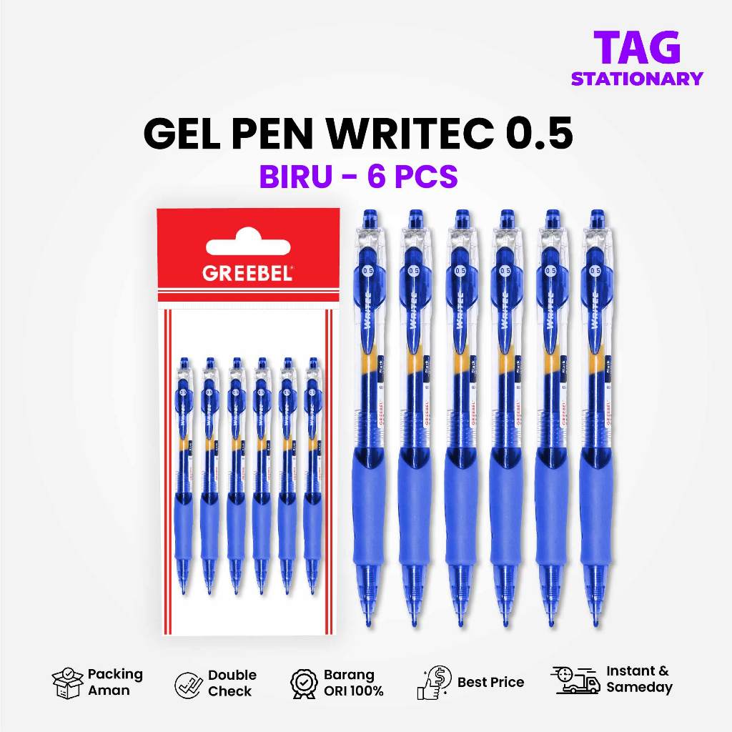

GREEBEL PULPEN GEL / GP-503 Writec 0.5 Biru (6PCS/SET) / Ballpen Ballpoint Bolpen Pena Gel
