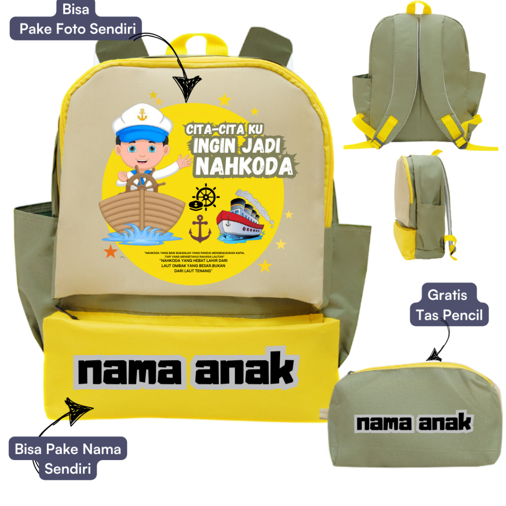 TAS TERBARU FRONCIL TAS SEKOLAH ANAK CUSTOME CITA-CITA NAHKODA - TAS SEKOALH ANAK TK SD KARAKTER CIT