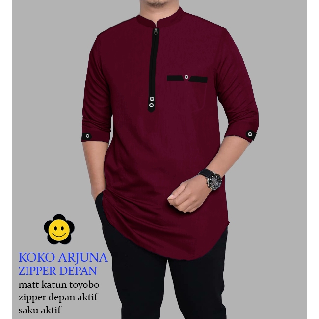 Kenko Kasual Kemeja Khoko Priya Modern Baju Koko Terbaru Murah Bju Koko Laki Laki Remaja Atasan Pria