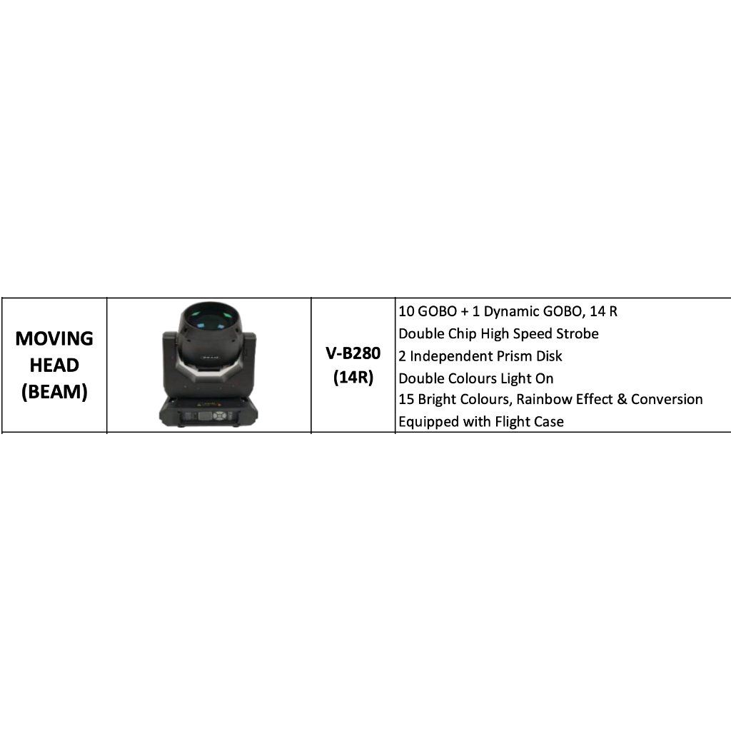 Beam 280 /Beam280 Wisdom VB280 / VB-280 - Moving Light Head Beam Lampu Panggung