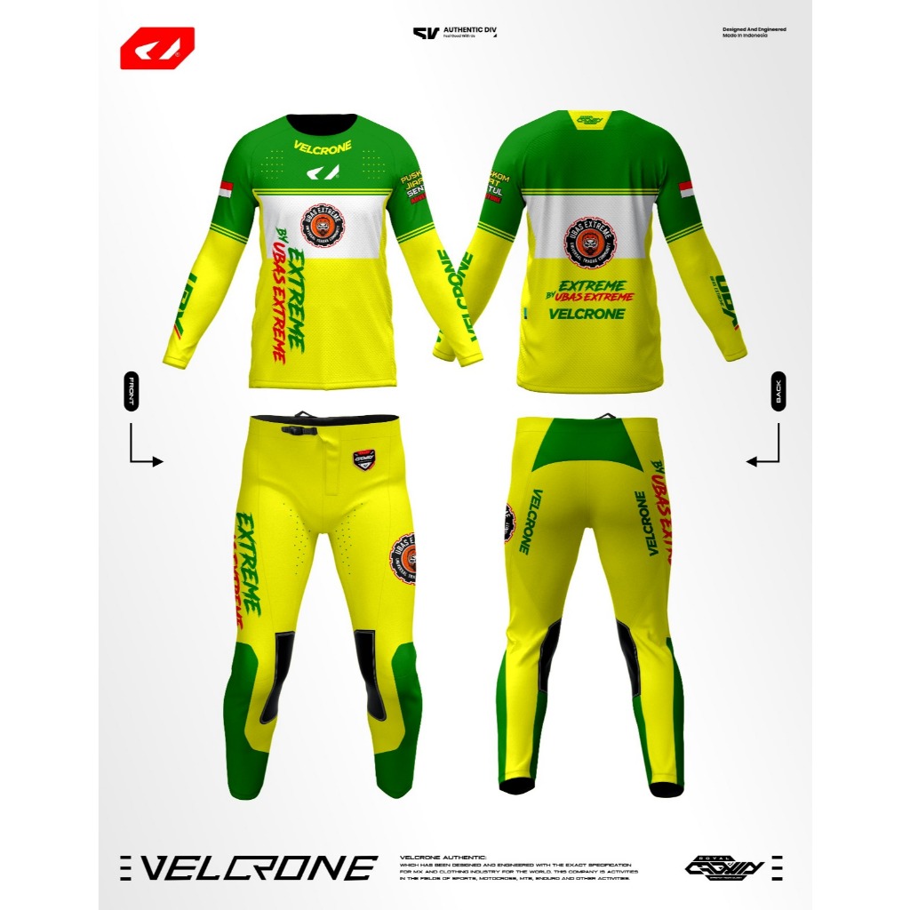 JERSET ROYAL CROWN UBAS EXTREME/GEARSEAT MOTOCROSS/JERSEY SET TRAIL VELCRONE