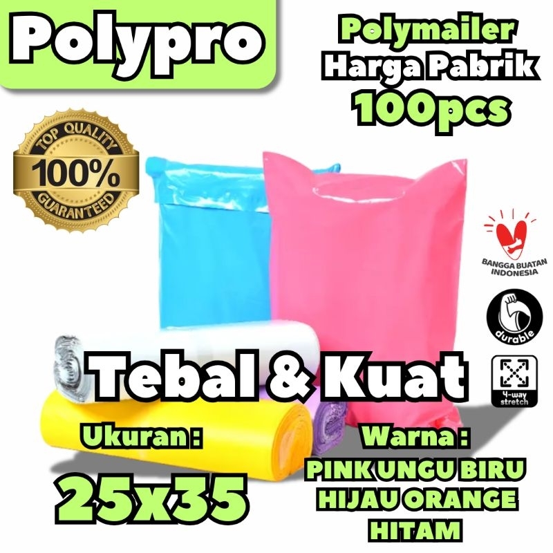 

Plastik Packing Online 25x35 / Polymailer Warna Premium /100 Lembar