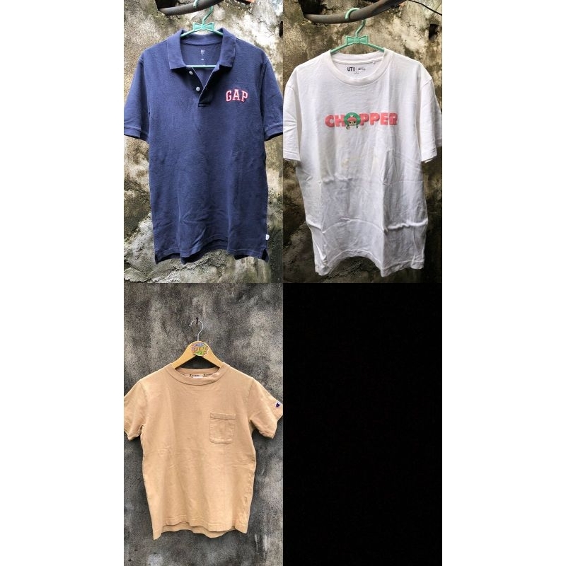 Polo gap, kaos Champion, kaos UNIQLO x one piece